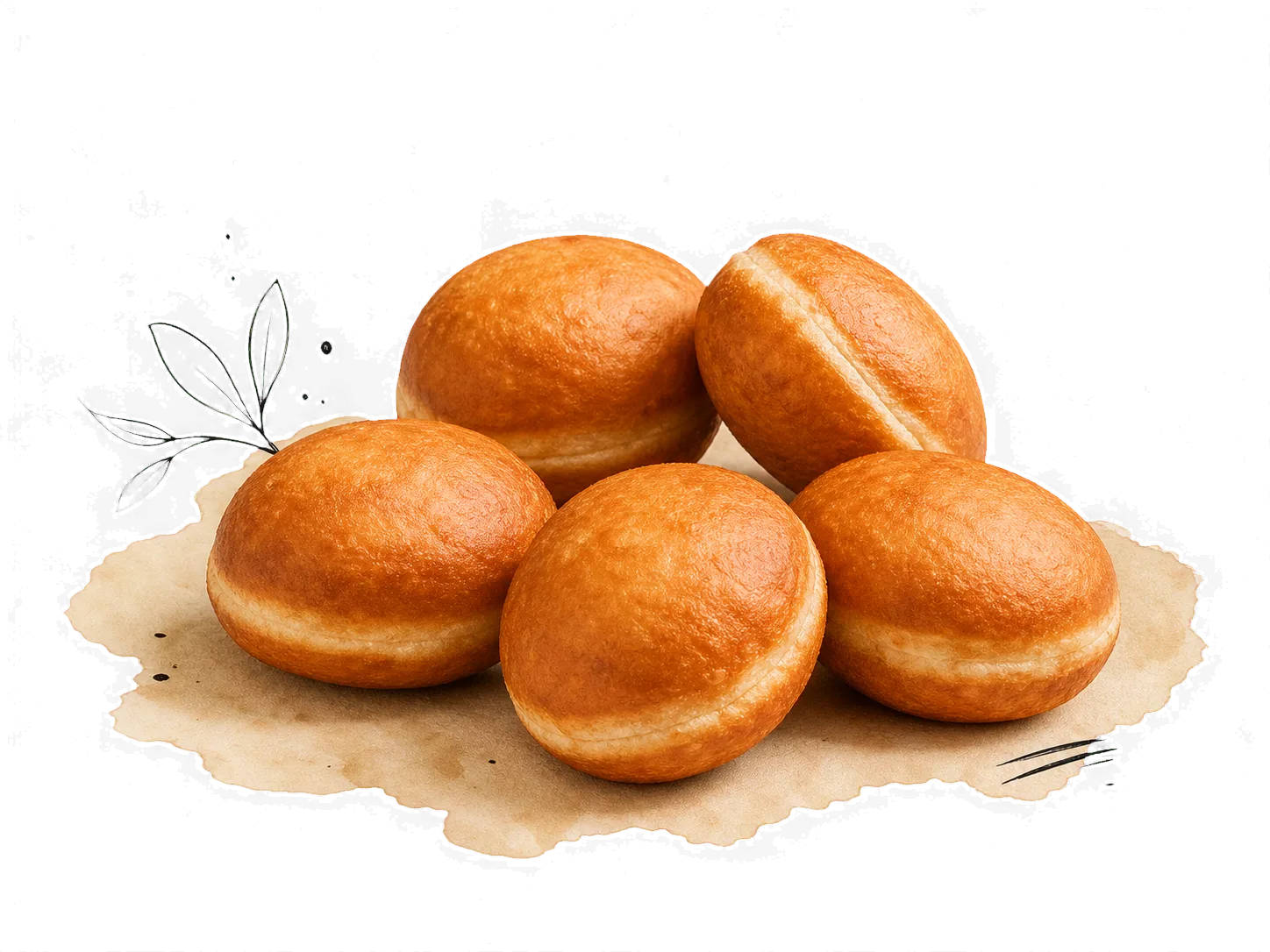 Goldbraun frittierte vegane Kreppel mit luftiger Krume in einer zeitgenössischen Food-Zine-Komposition