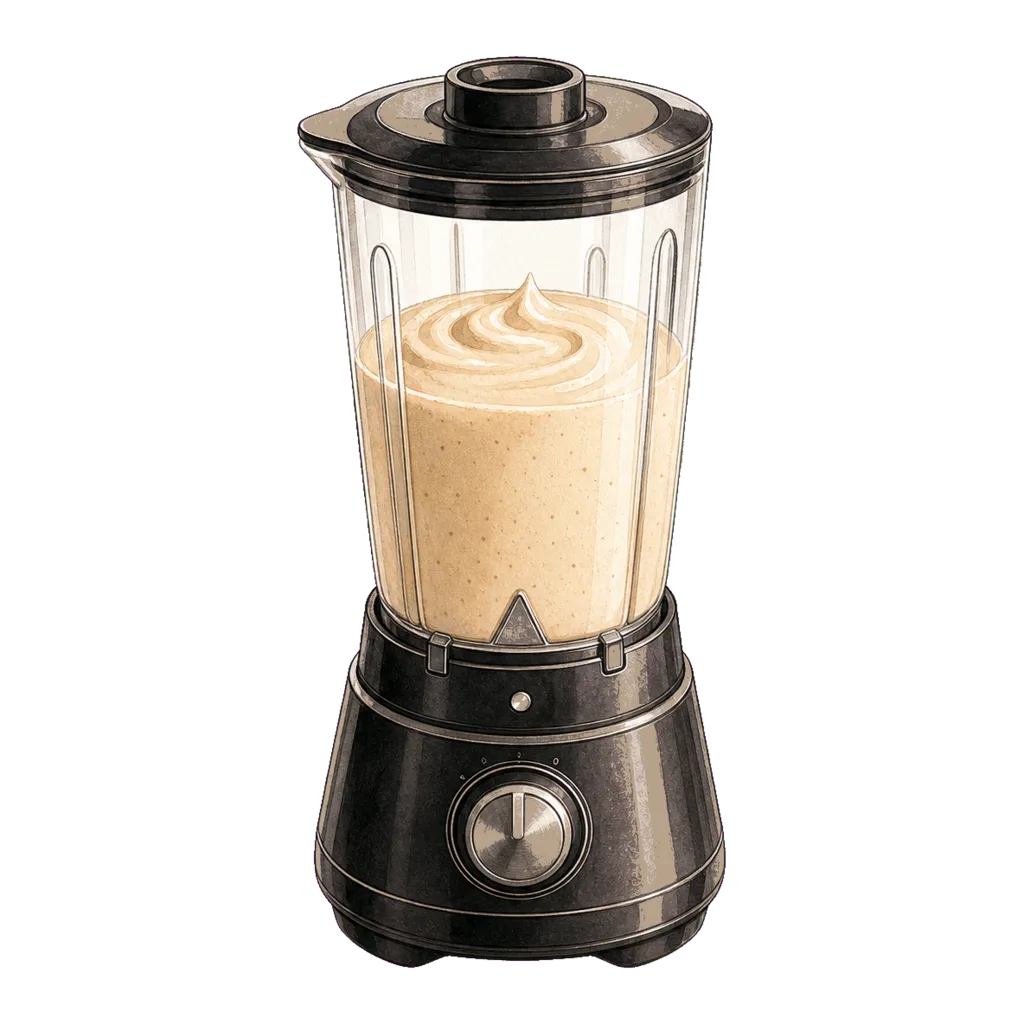 Standmixer mit glatter heller Bohnen-Zimt-Creme
